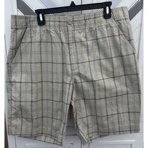 Redhead Men's XL Tan Blue Plaid Durable Cotton Utility Outdoor Activewear Shorts